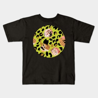 Modern abstract rose and leopard texture Kids T-Shirt